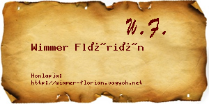 Wimmer Flórián névjegykártya